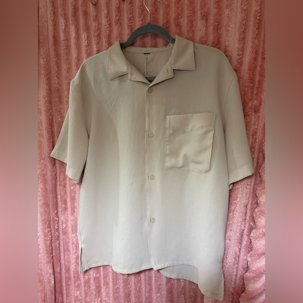 Lululemon Men•Lightweight Camp Collar Button-Up Shirt Pocket•Tan•LIKE NEW•Sz Med - Picture 5 of 15